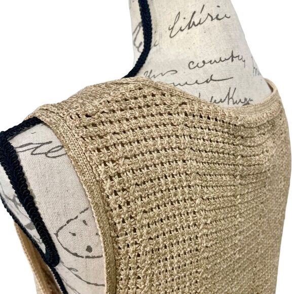 Vintage 1990s Chico's Gold Crochet Mesh Midi Dress Size Medium Boho 100% Cotton - Picture 8 of 13